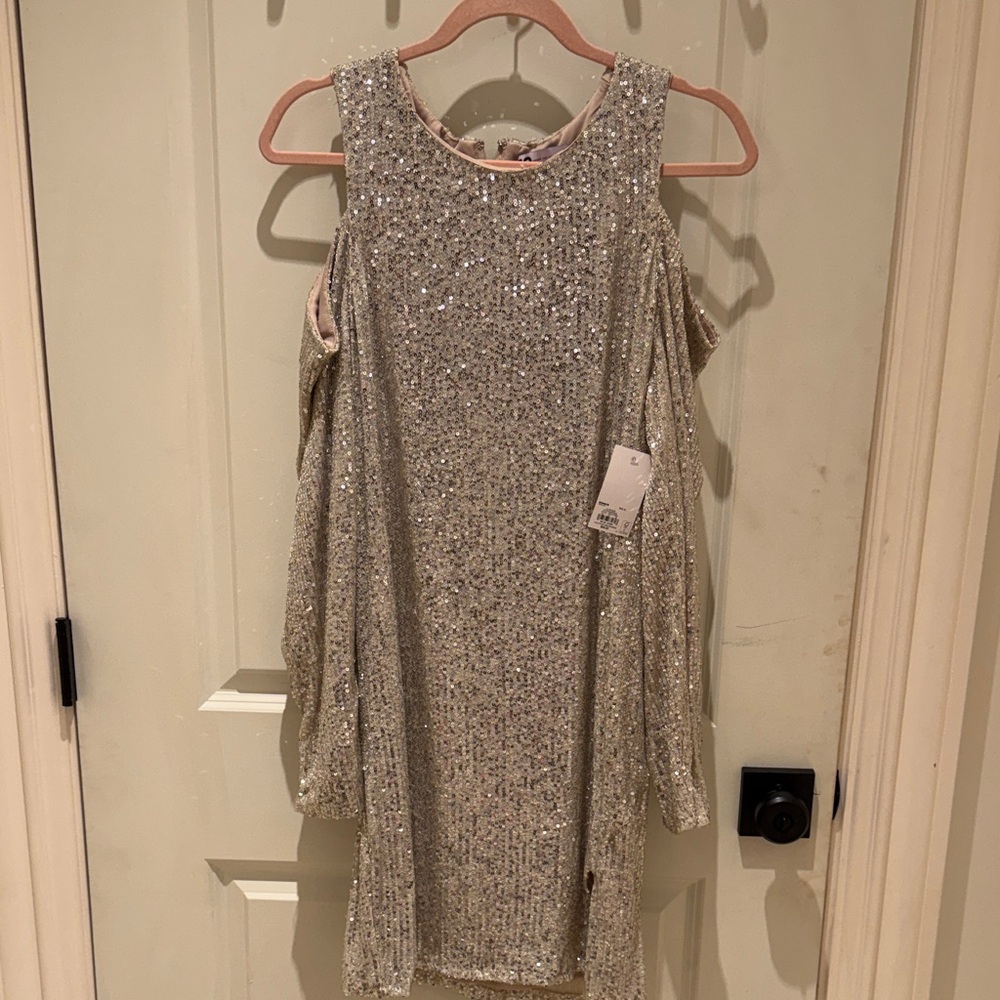 SO Silver Long Sleeve Dress